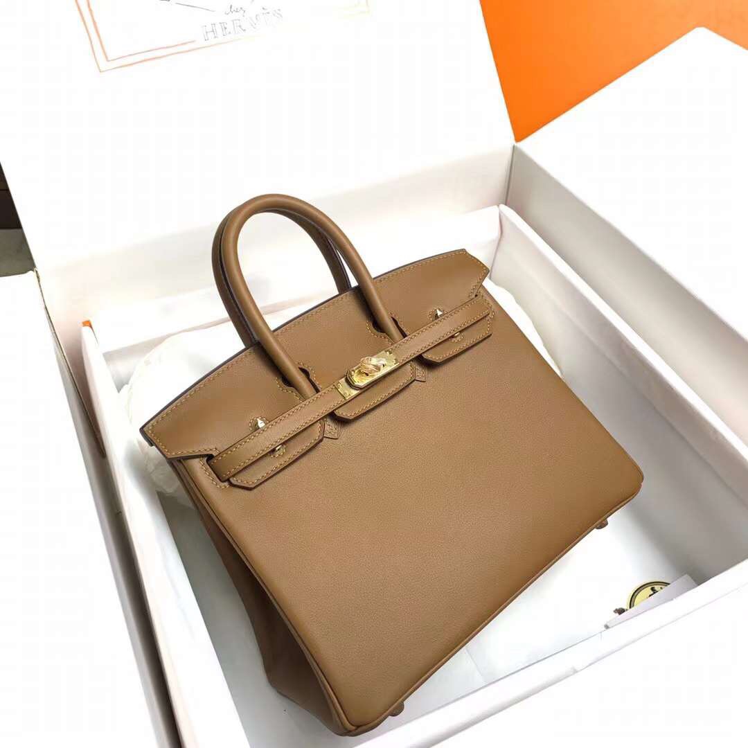 Birkin 25cm Do weimaraner beige gold buckle silver buckle original swift calfskin top craftsmanship beeswax thread handmade