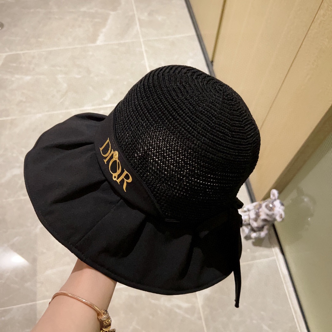 [Dior Dior] 2023 spring and summer style simple splicing sunset fisherman hat