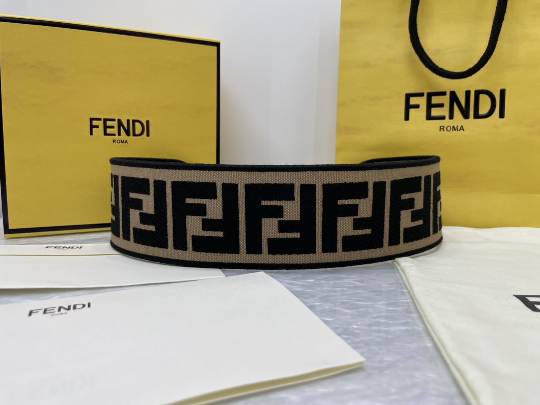 FENDI new embroidery    belt ✌️FF pattern wide belt