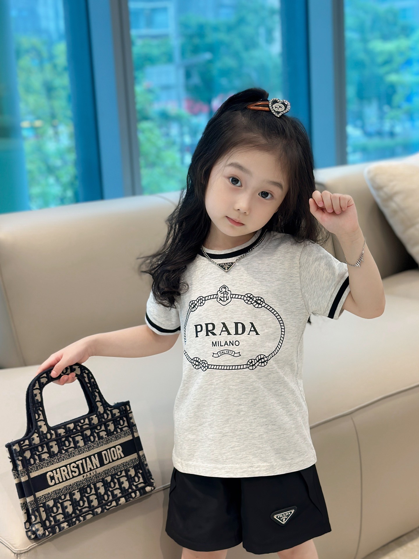 Prada new summer girls' T-shirt suit