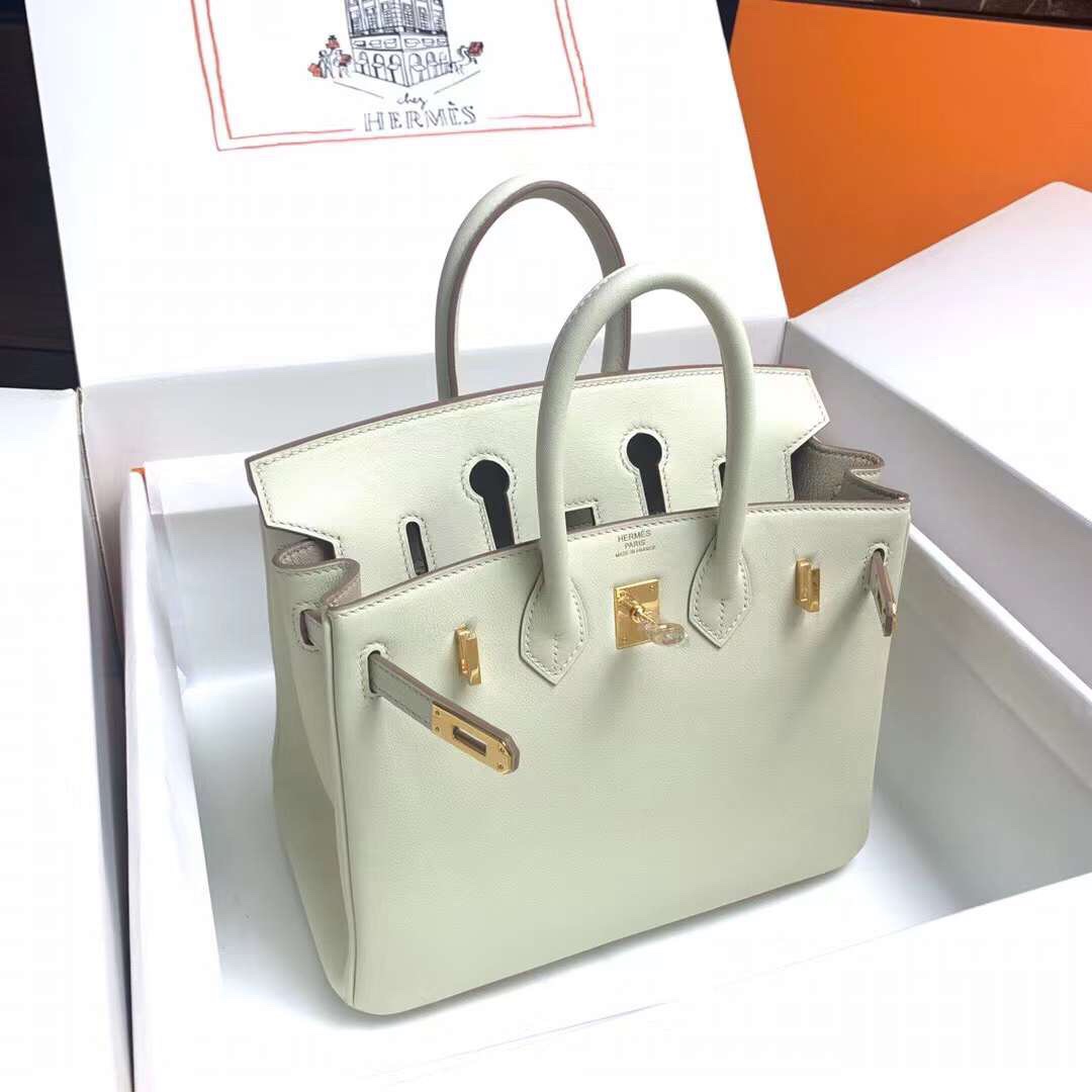 Birkin 25cm ck10 milkshake white gold buckle silver buckle original swift calfskin top craftsmanship beeswax thread handmade