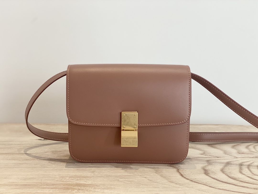 𝐂𝐞𝐥𝐢𝐧𝐞 Box Teen bag in polished calfskin