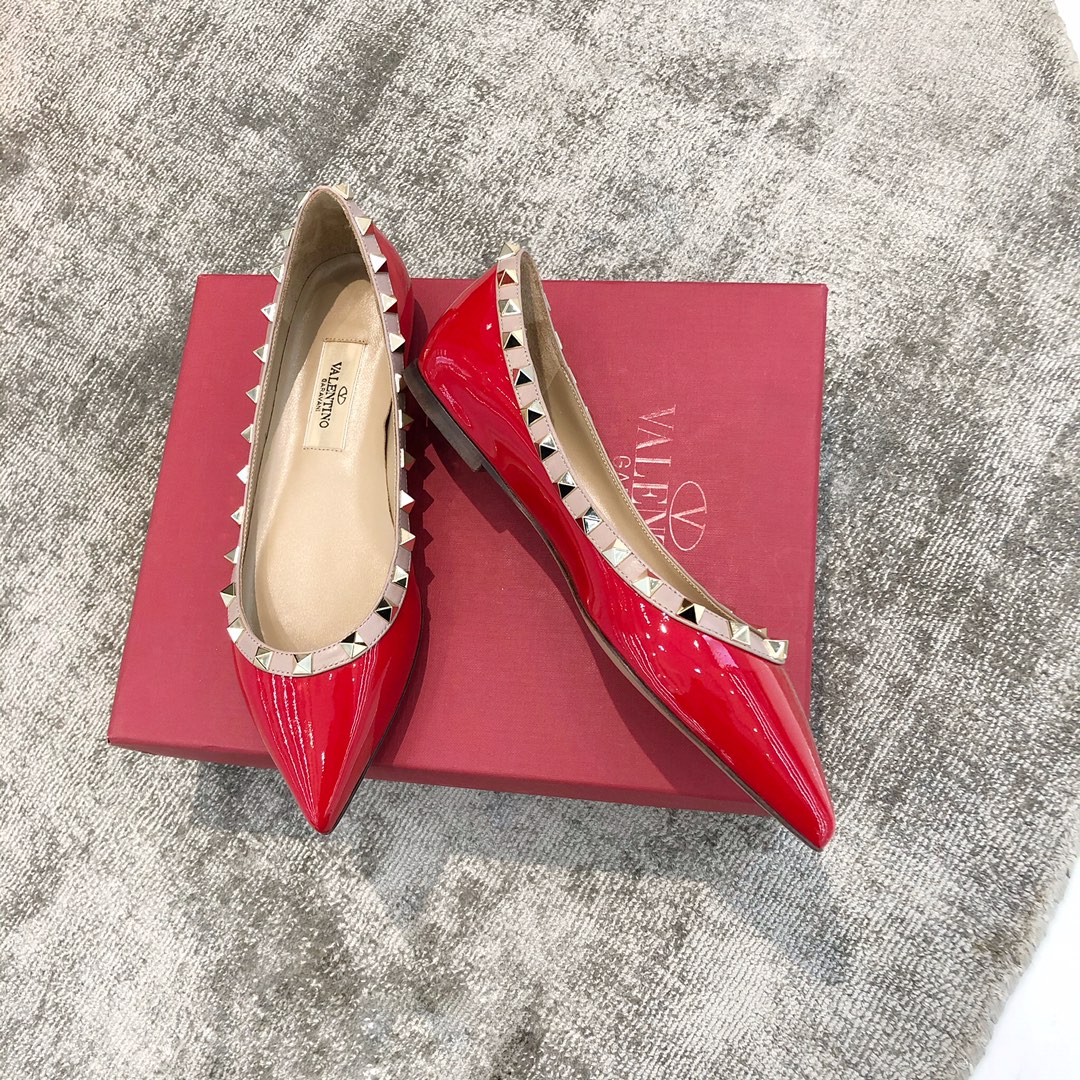 Valentino VT Collection Flats Patent Leather Red