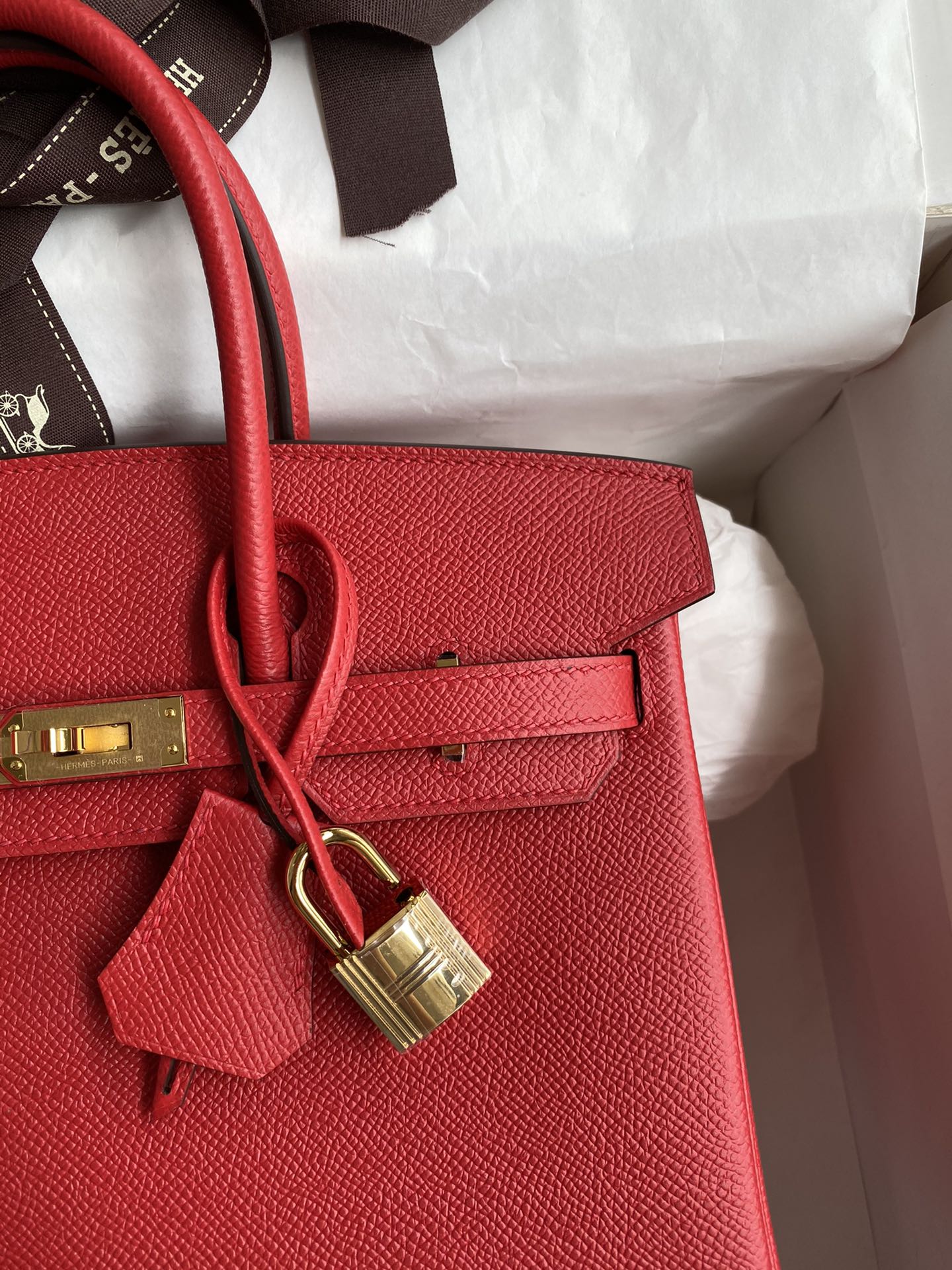 Birkin 25cm Epsom Leather National Flag Red Gold Buckle