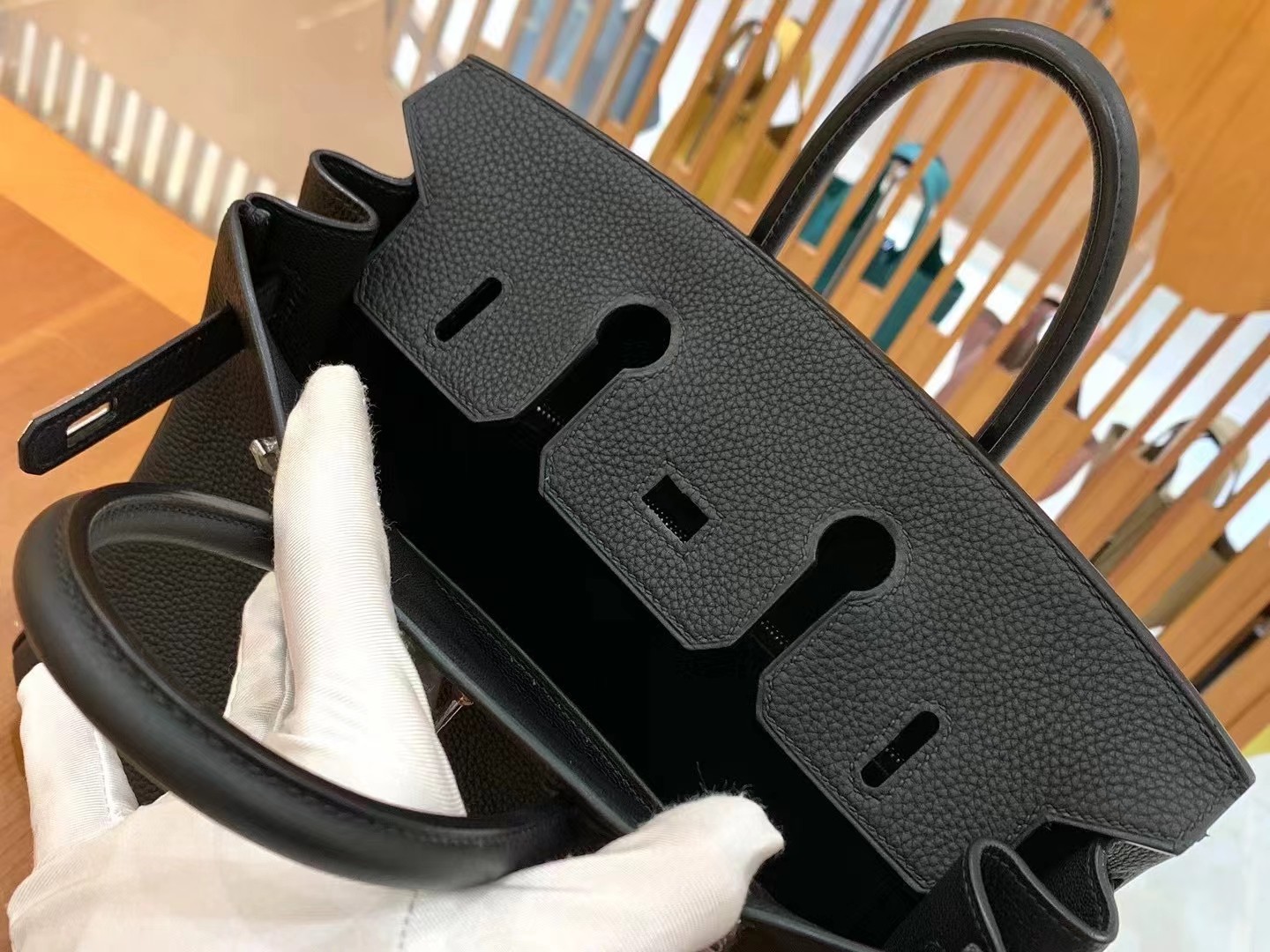 Birkin Black Silver Buckle togo French original beeswax thread