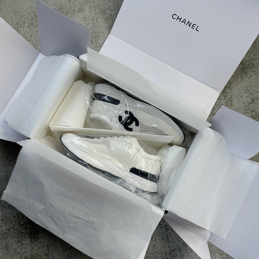 Autumn and winter explosion Chanel sneakers imported lychee grain cowhide breathable network TPU outsole