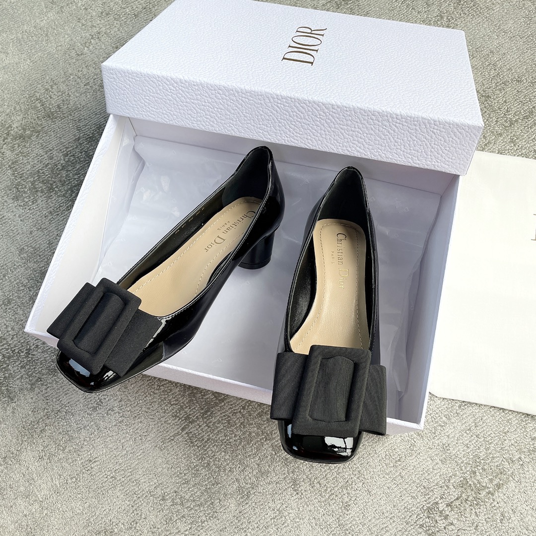 DIOR Ballet Heels Black Cloth Buckle 3.5cm