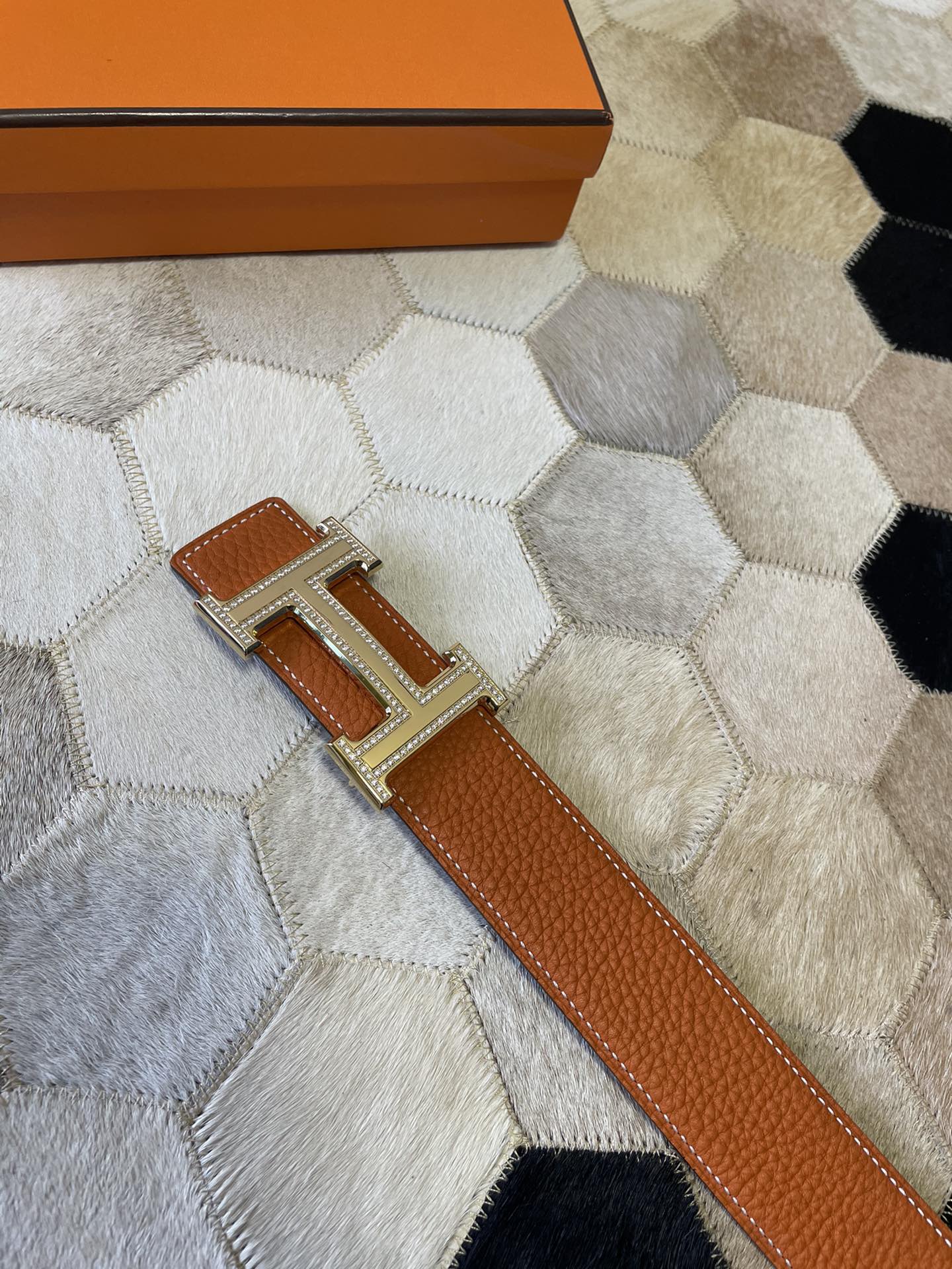 Hermes stainless steel double row diamond hanging buckle
