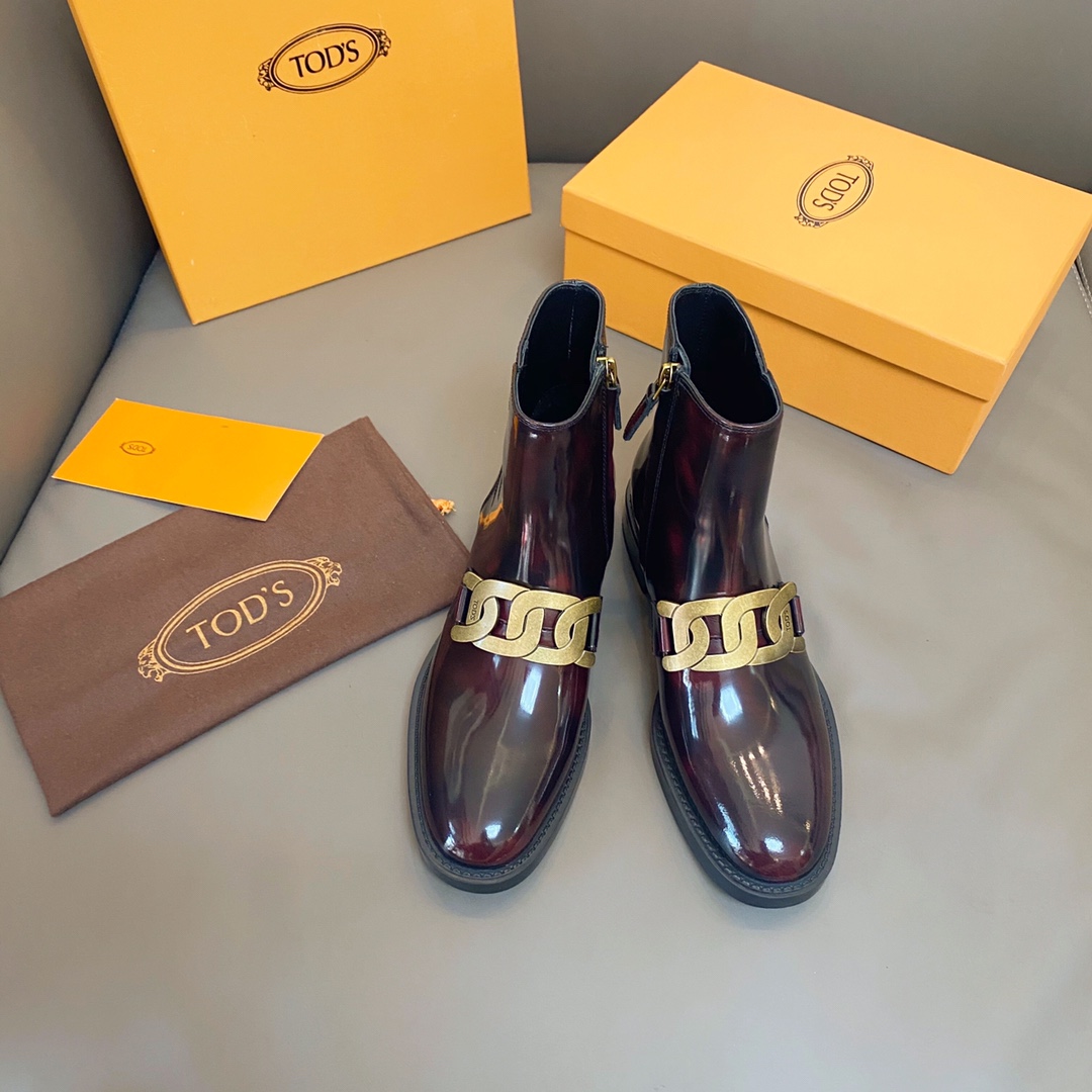 TOD'S 𝙏𝙊𝘿𝙎 Todds 2020 autumn and winter new short boots ✔️ metal buckle short boots import open edge bead cowhide