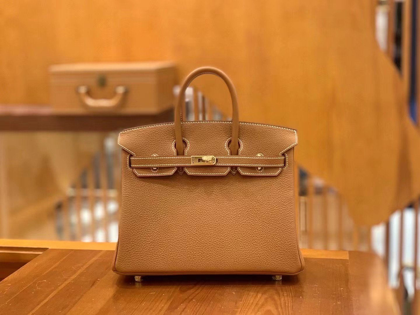 Birkin gold brown gold buckle togo France original beeswax thread