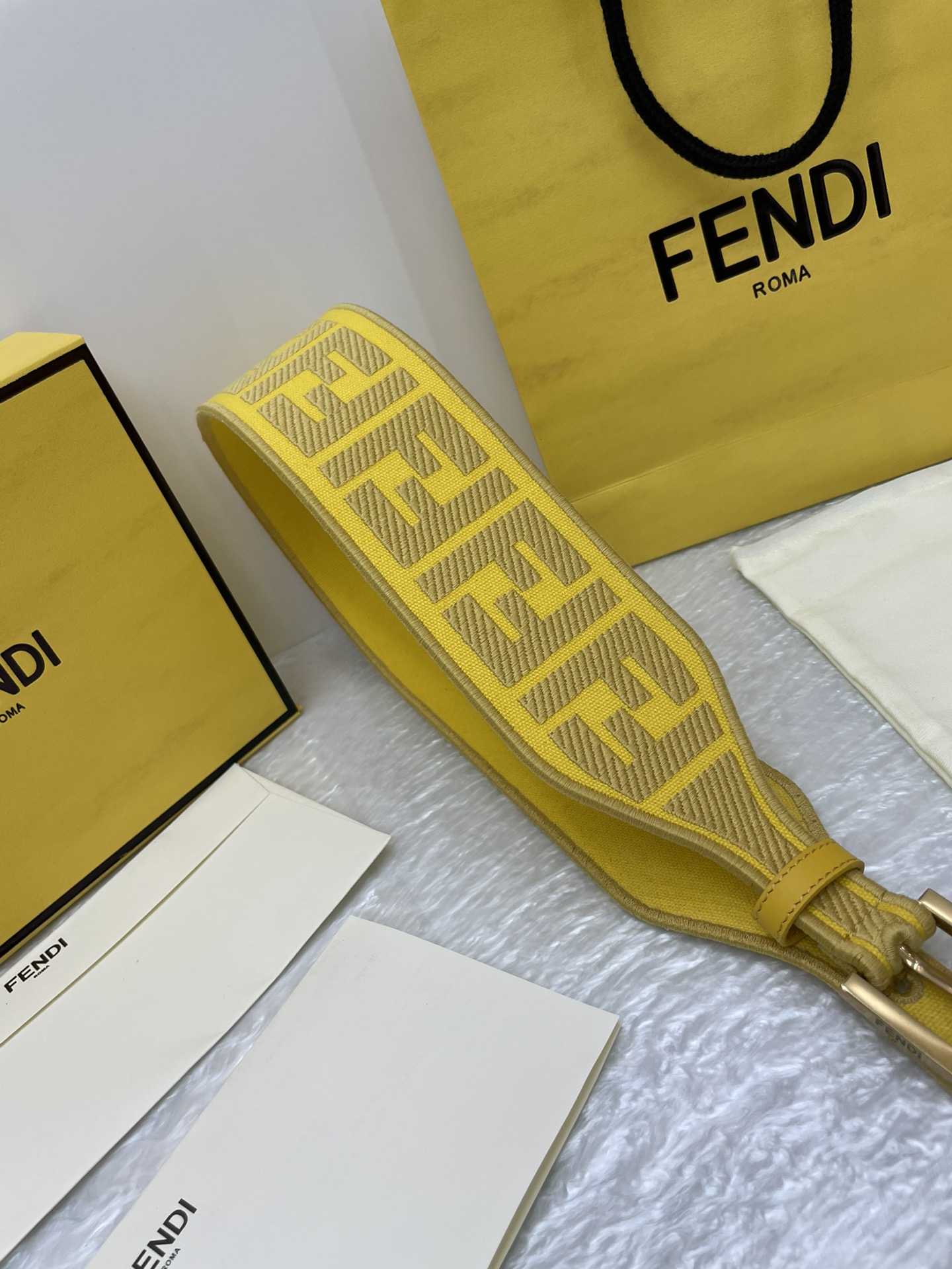 FENDI new embroidery    belt ✌️FF pattern wide belt