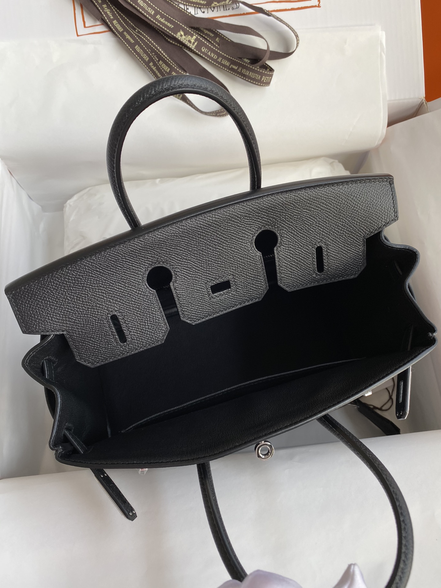 Birkin 25cm Epsom Leather Black Silver Buckle