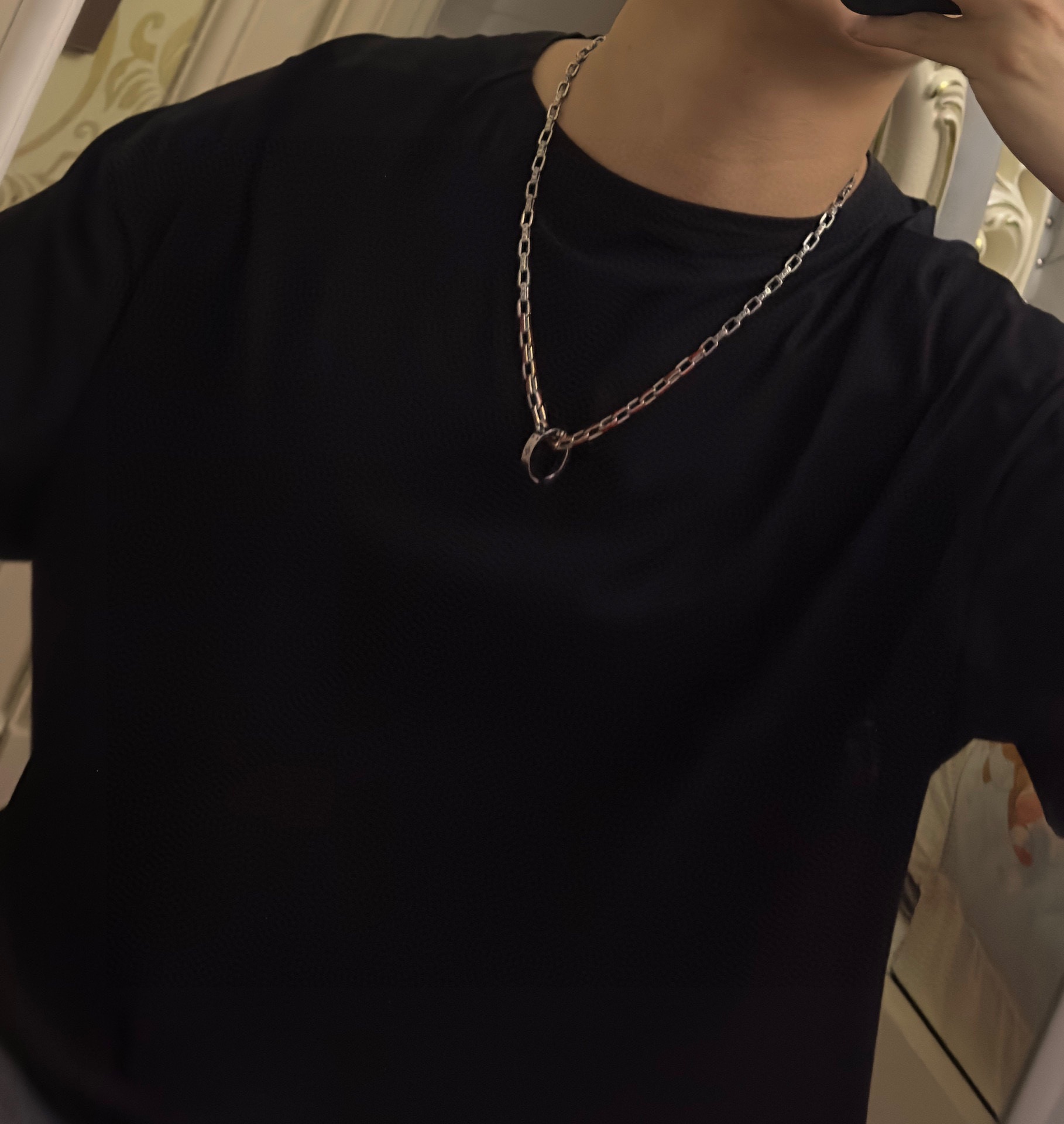 Louis Vuitton Rockabilly punk thai silver vintage silver necklace for couples with 60cm adjustable length