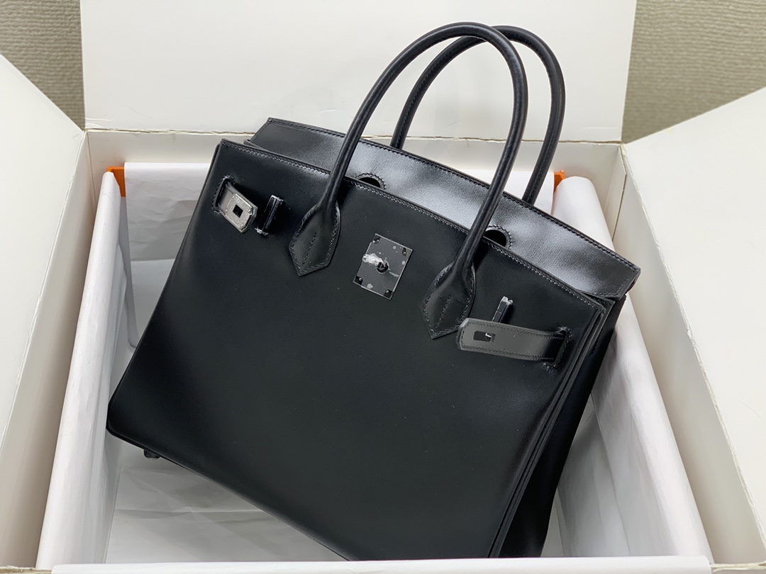 birkin30 antique bag box leather limited edition black buckle all hand sewn
