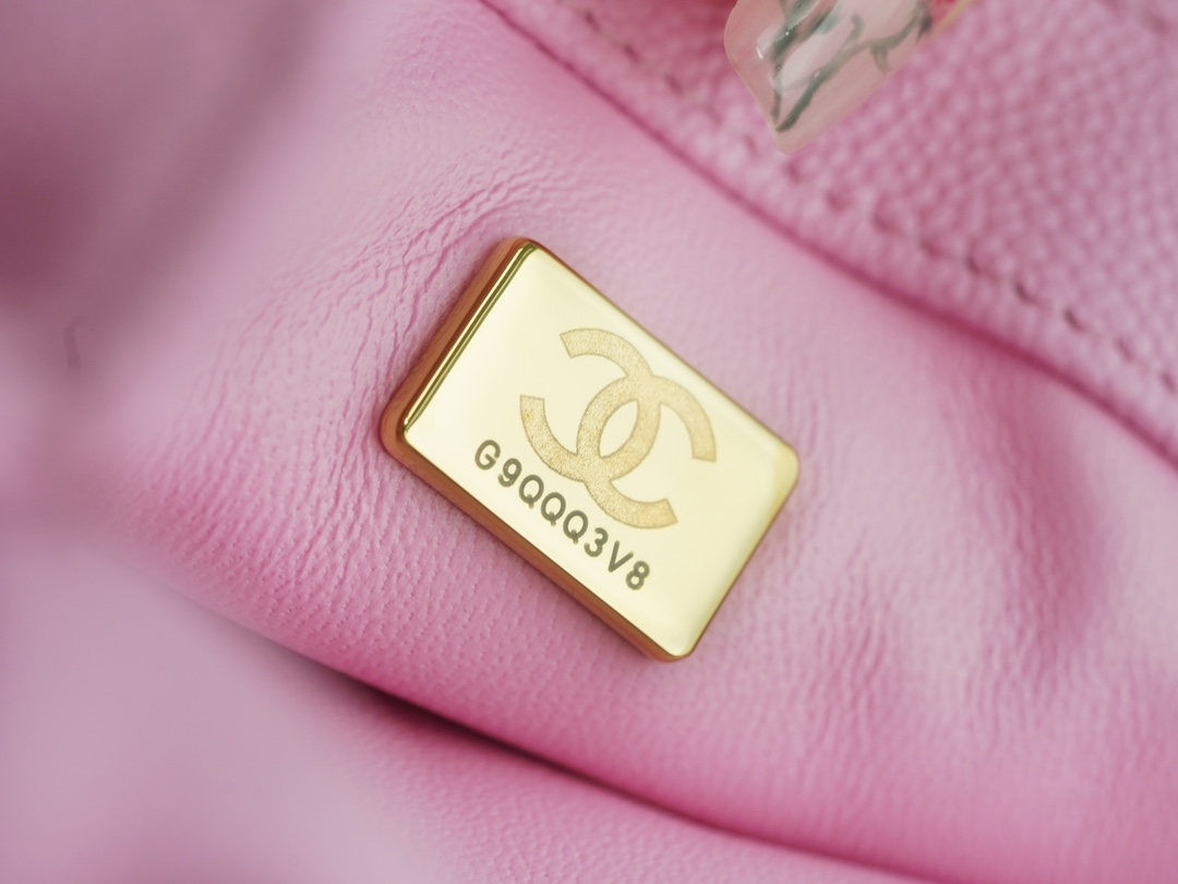 𝗖𝗛𝗔𝗡𝗘𝗟✦𝗖𝗹𝗮𝘀𝘀𝗶𝗰 𝗙𝗹𝗮𝗽23P Spring and Summer New Love Adjustment Buckle Square Fatty Pink