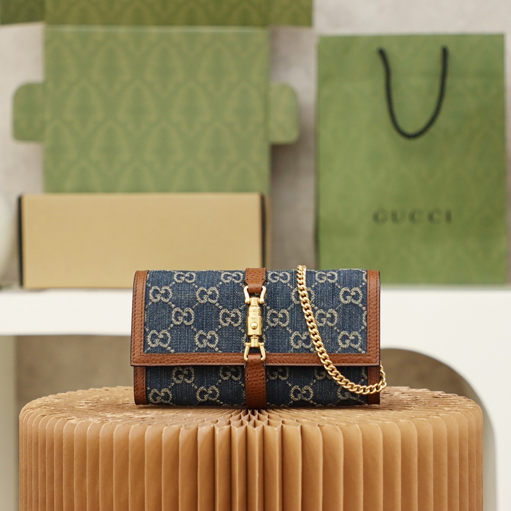 GUCCI 𝙅𝙖𝙘𝙠𝙞𝙚 𝟭𝟵𝟲𝟭 series original leather #652681# denim