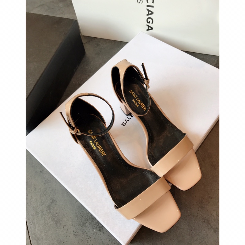 【Saint Laurene Saint Laurent】 YSL summer model thick heeled sandals with 6.5cm high