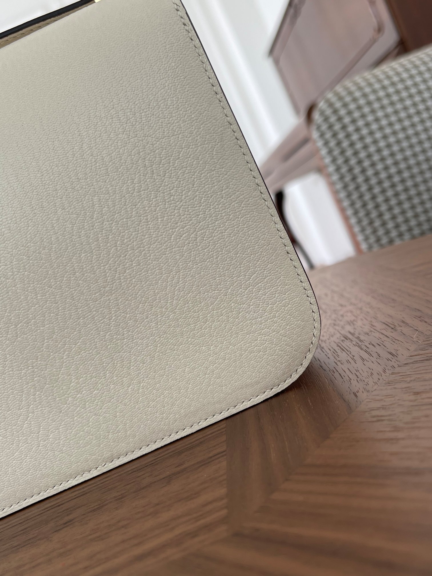 Kangkang 19 cream white goatskin gold buckle