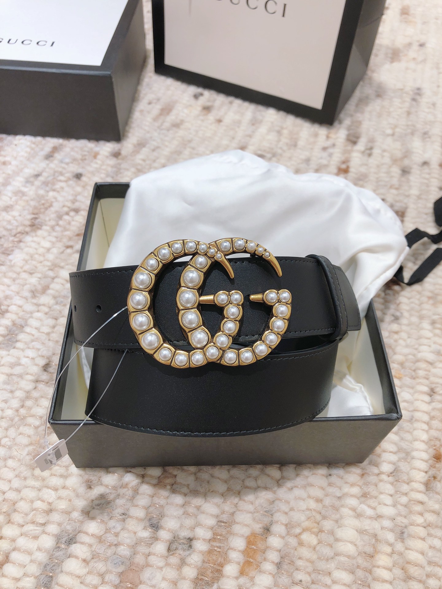 GUCCI pearl buckle imported from Italy original calfskin