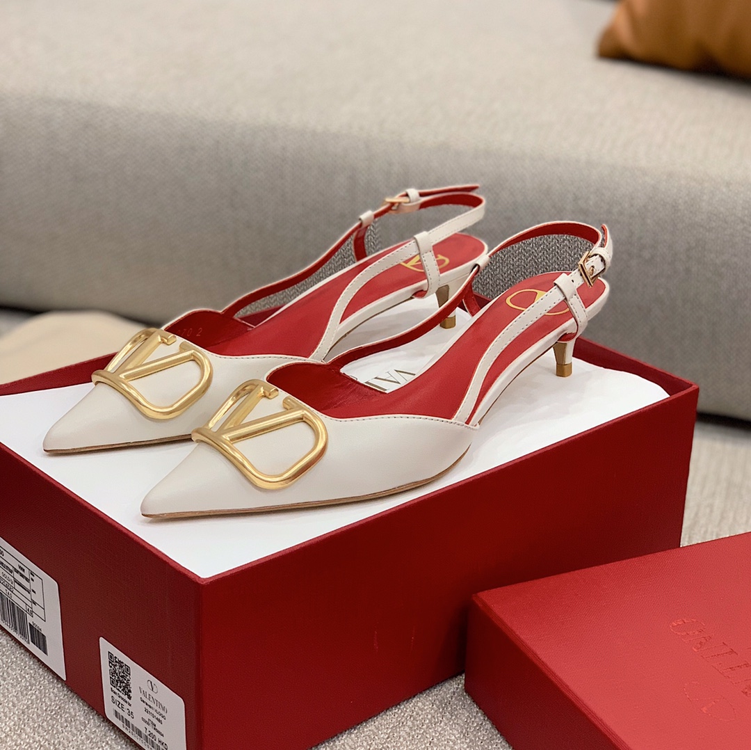 【Valentino】Valentino highest version of kitten heel sandals custom original top calfskin