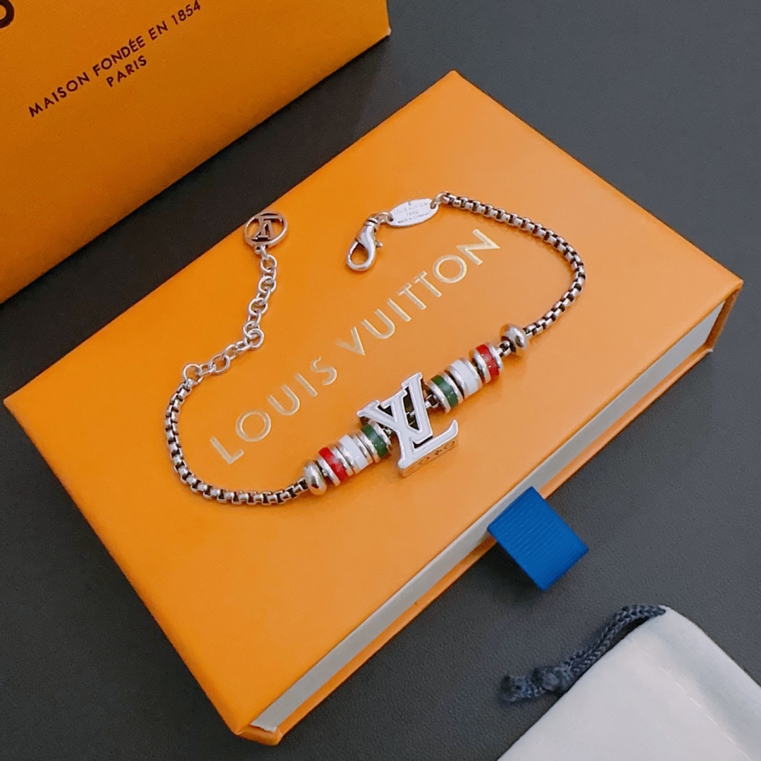 Louis Vuitton vintage silver bracelet couple's version 22cm20cm18cm changeable length