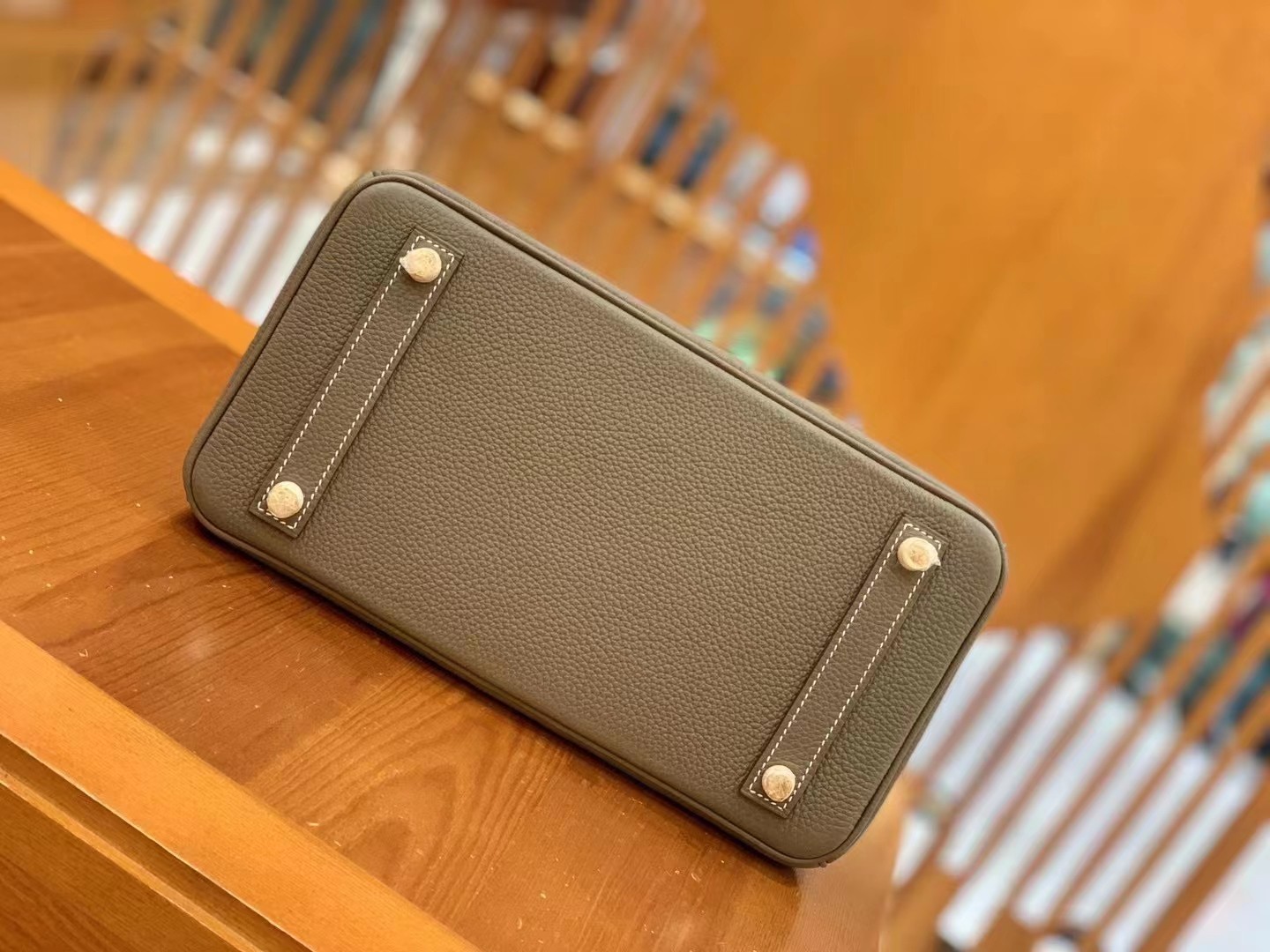 Birkin Elephant Grey Gold Buckle togo leather French original beeswax thread