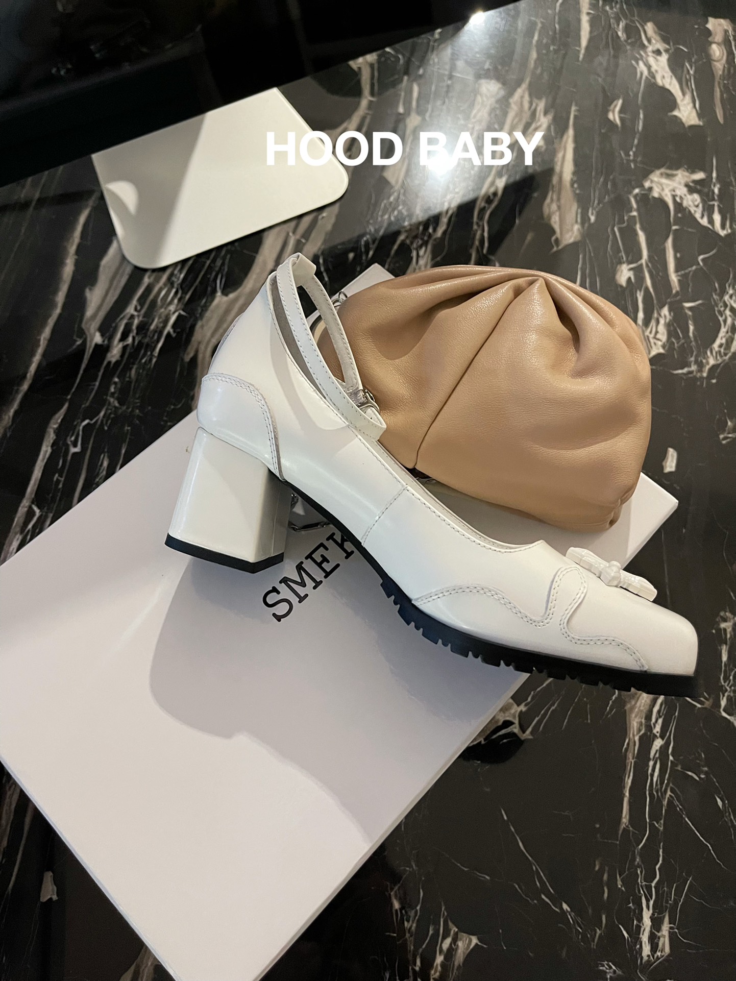 𝐒𝐌𝐅𝐊 ｜𝟐𝟎𝟐𝟐/𝐒𝐒 𝐧𝐞𝐰 SMFK New SM Cross Flower Series Chunky Heel Mary Jane Square Toe Sandals