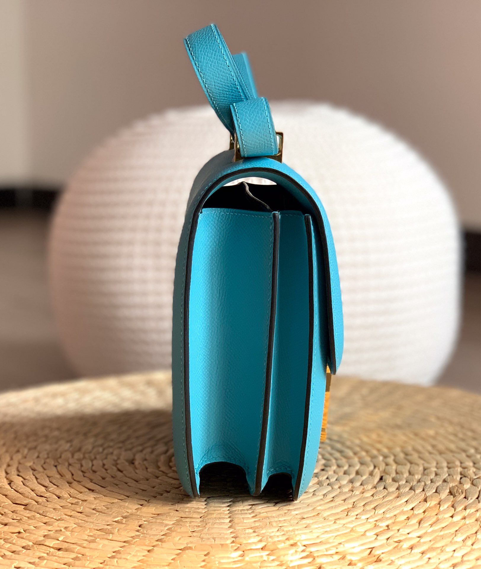 Constance 23cm north wind blue gold buckle epsom leather