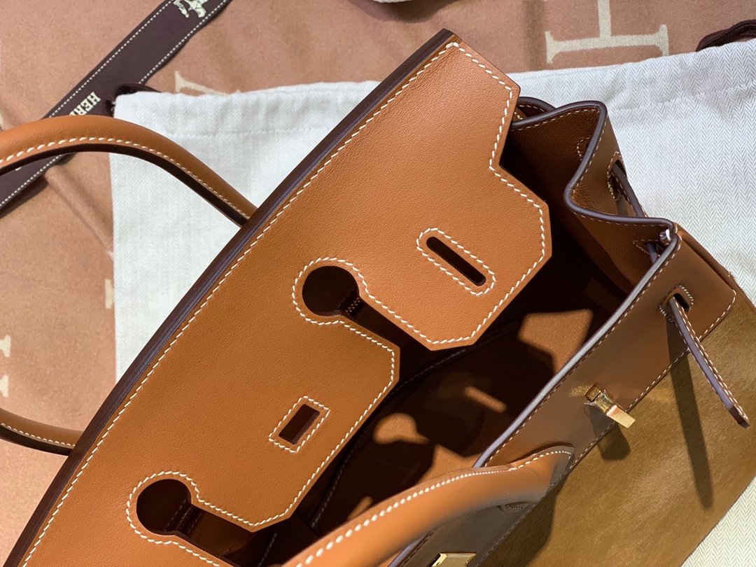birkin30 imported cow hair ➕ golden brown swift full handmade gold buckle