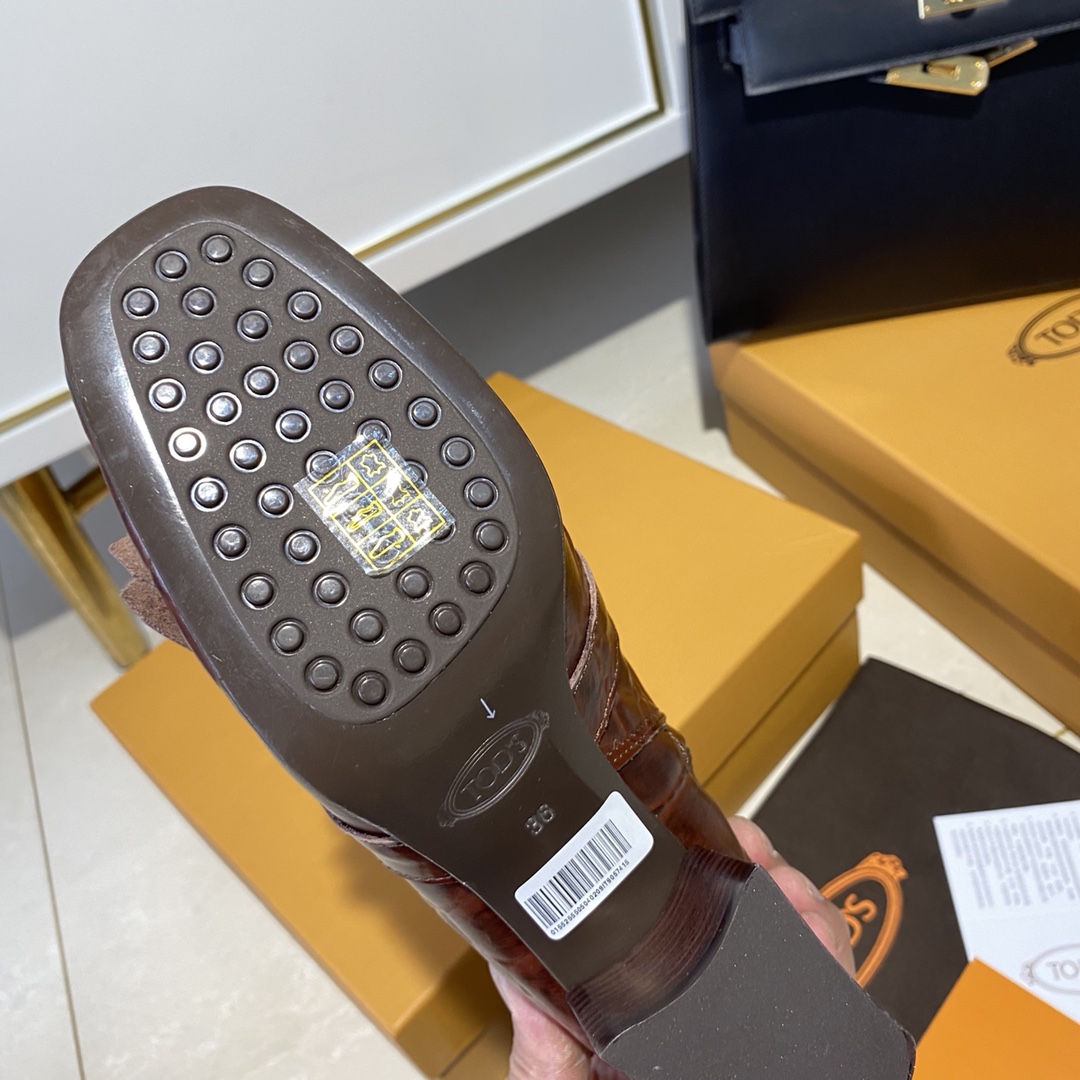 TOD'S 𝙏𝙊𝘿𝙎 Todds Thick heel short boots 2020 autumn and winter new women's shoes ladies cowhide fashion ankle boots