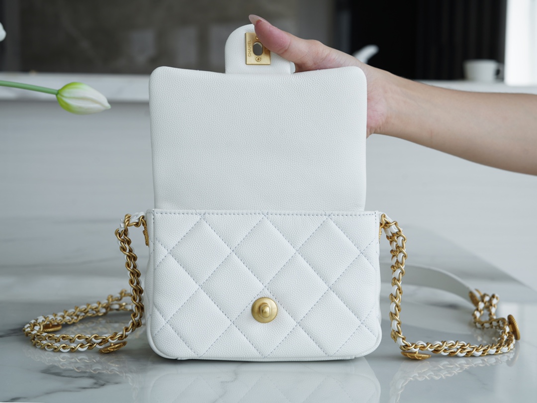 𝗖𝗛𝗔𝗘𝗡𝗟✦22A Advanced Handcraft Workshop Gold Coin Cover Bag Fang Fatty Genuine Leather