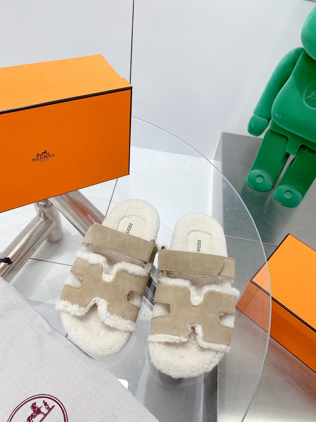 Hermes teddy fur uncle shoes