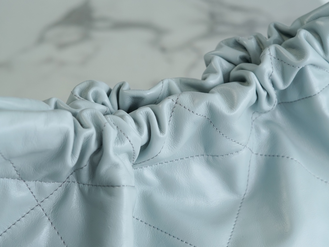 𝗖𝗛𝗔𝗘𝗡𝗟✦23C 22 handbag authentic tail leather haze blue medium