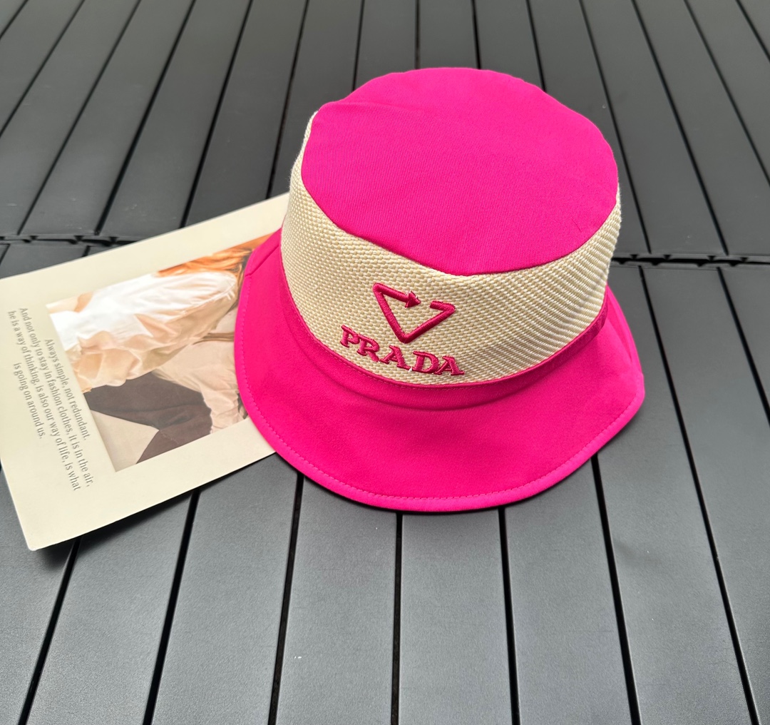 prada classic triangle bucket hat