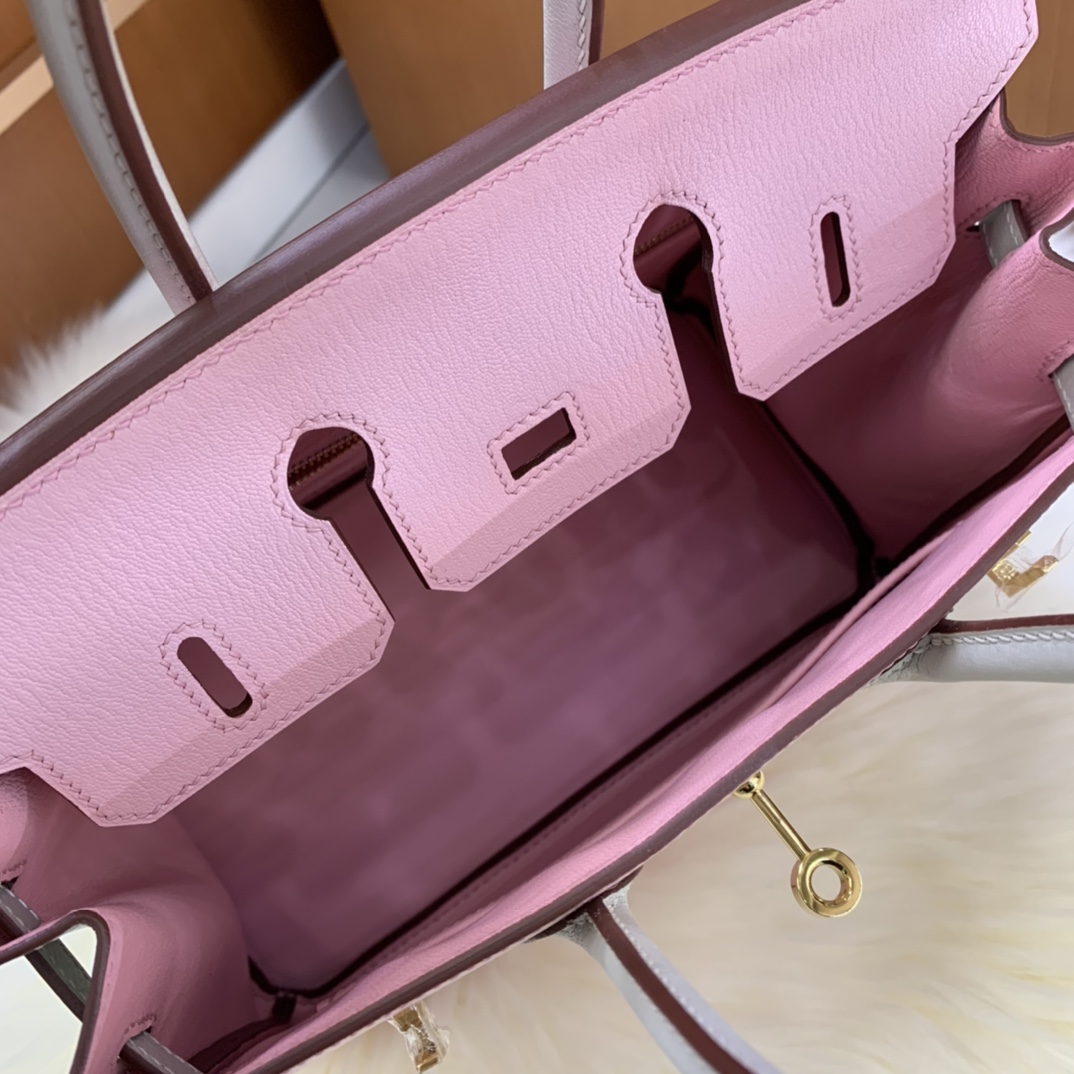 Birkin 25cm swift leather 3Q powder ➕ pearl grey gold buckle