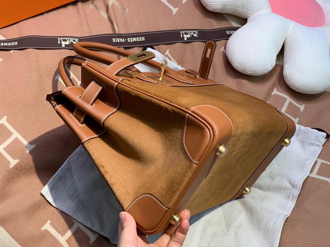 birkin30 imported cow hair ➕ golden brown swift full handmade gold buckle