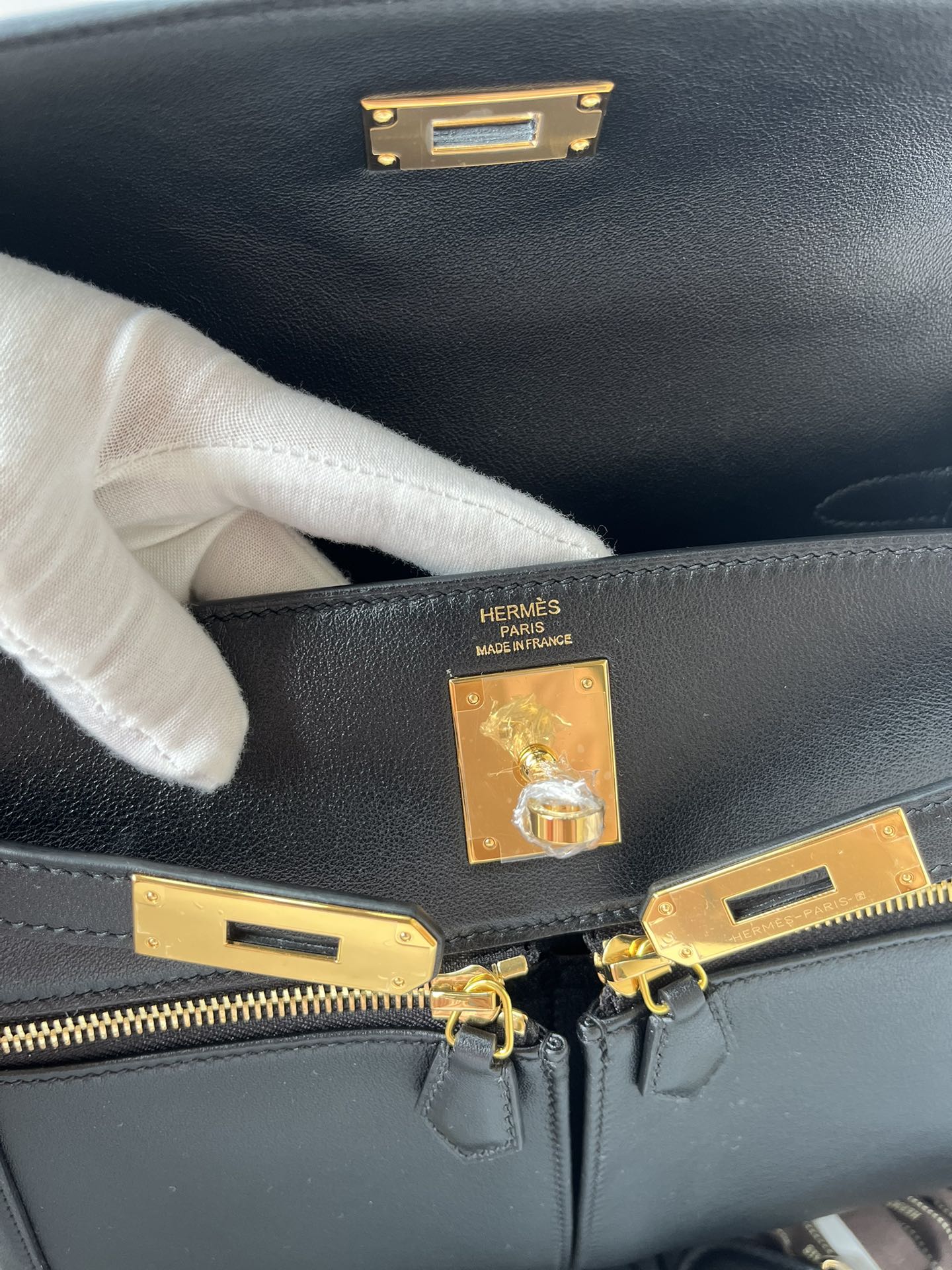 Kelly Lakis 28cm 89 black gold buckle imported swift leather hand-sewn wax thread