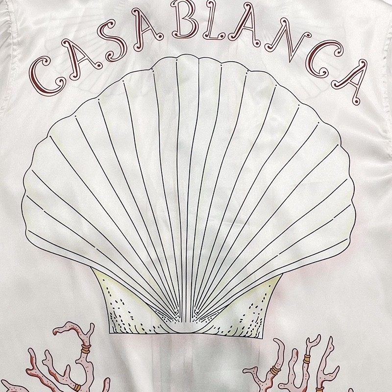Casablanca 22SS pink shell coral short sleeve shirt