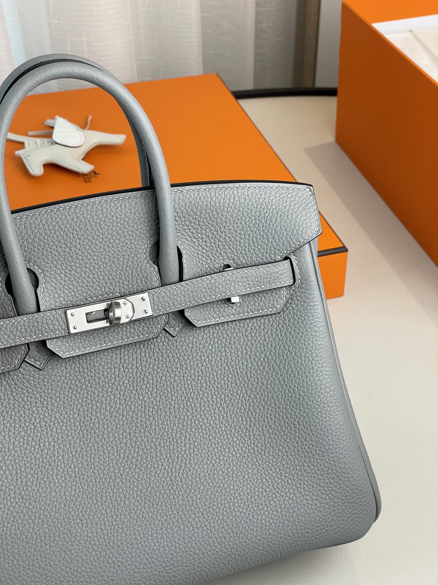 Birkin25 Seagull Grey Togo Skin Silver Buckle
