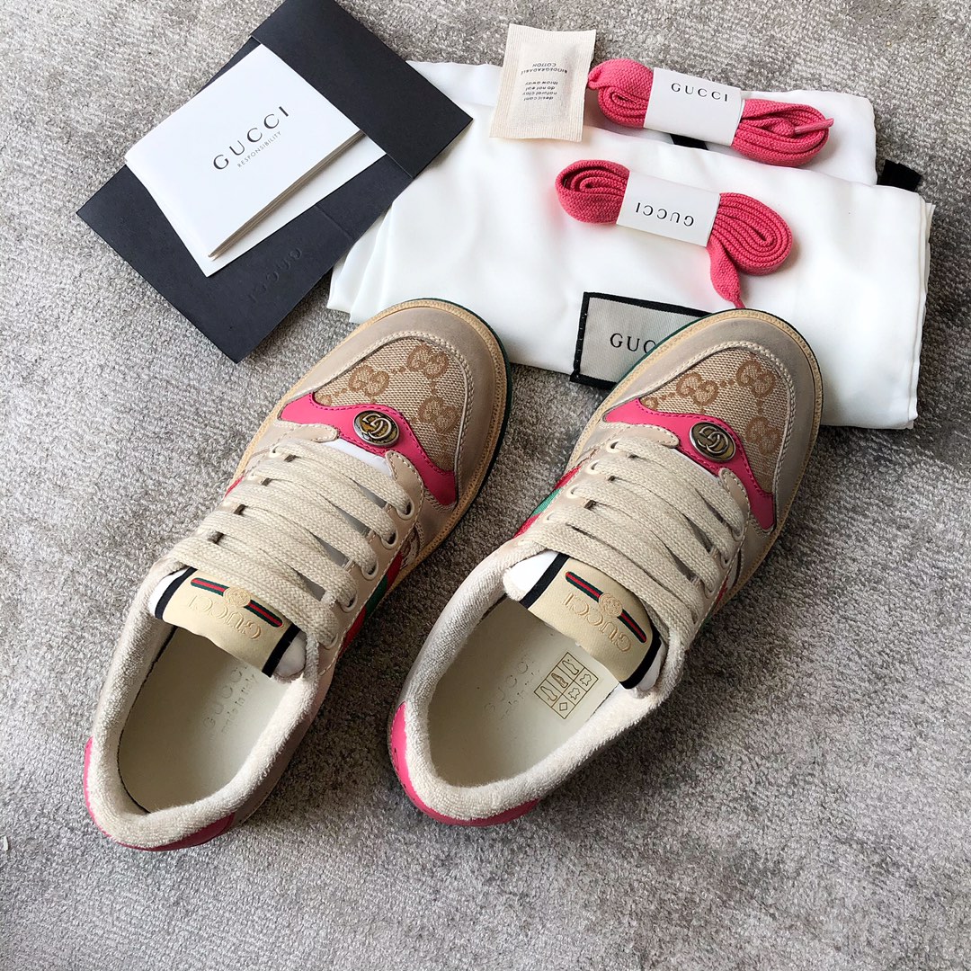 Gucci A very cool little dirty shoe with a vintage nostalgic look Custom fabric Cowhide Towel material