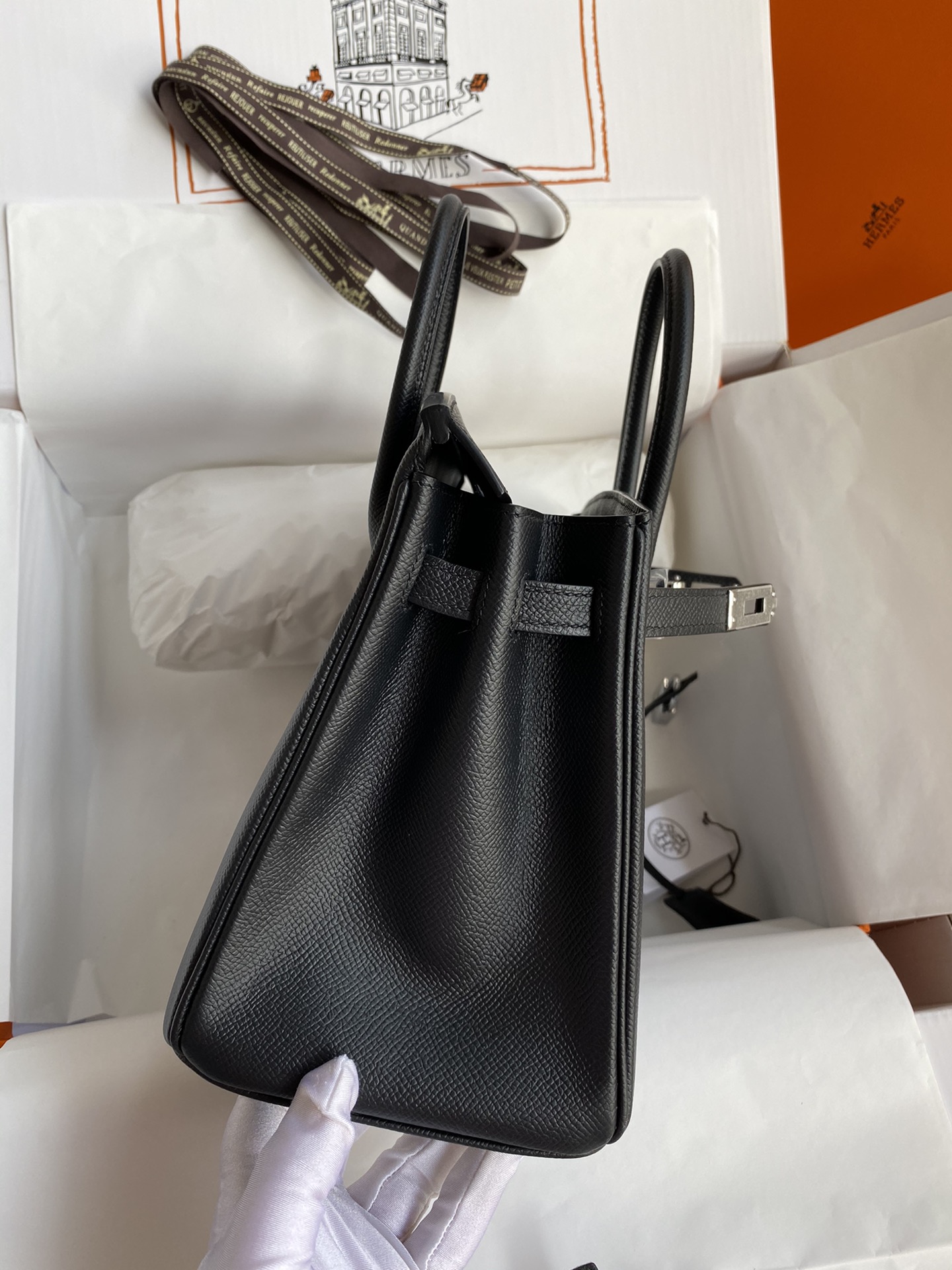 Birkin 25cm Epsom Leather Black Silver Buckle