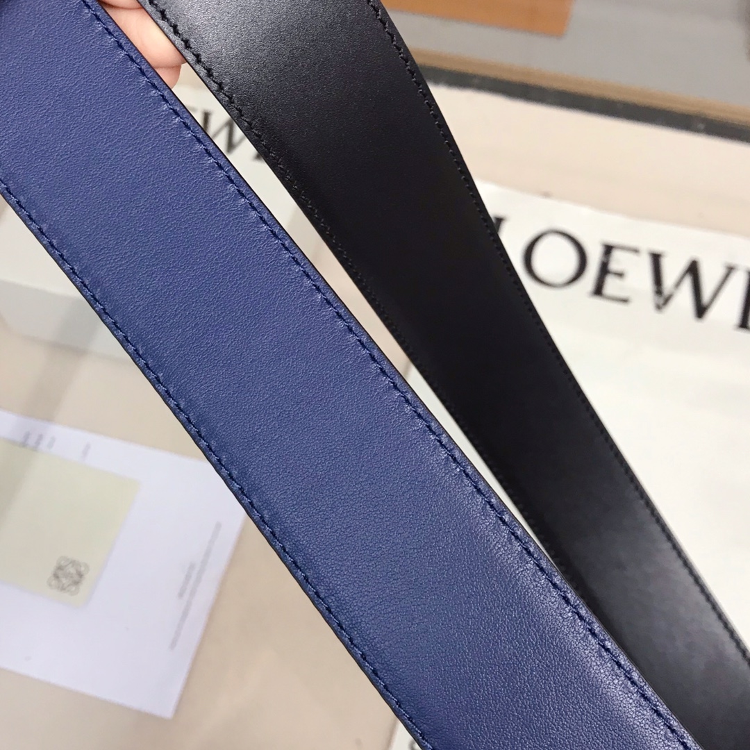 LOEVE stainless steel logo pattern metal buckle with top layer cowhide reversible