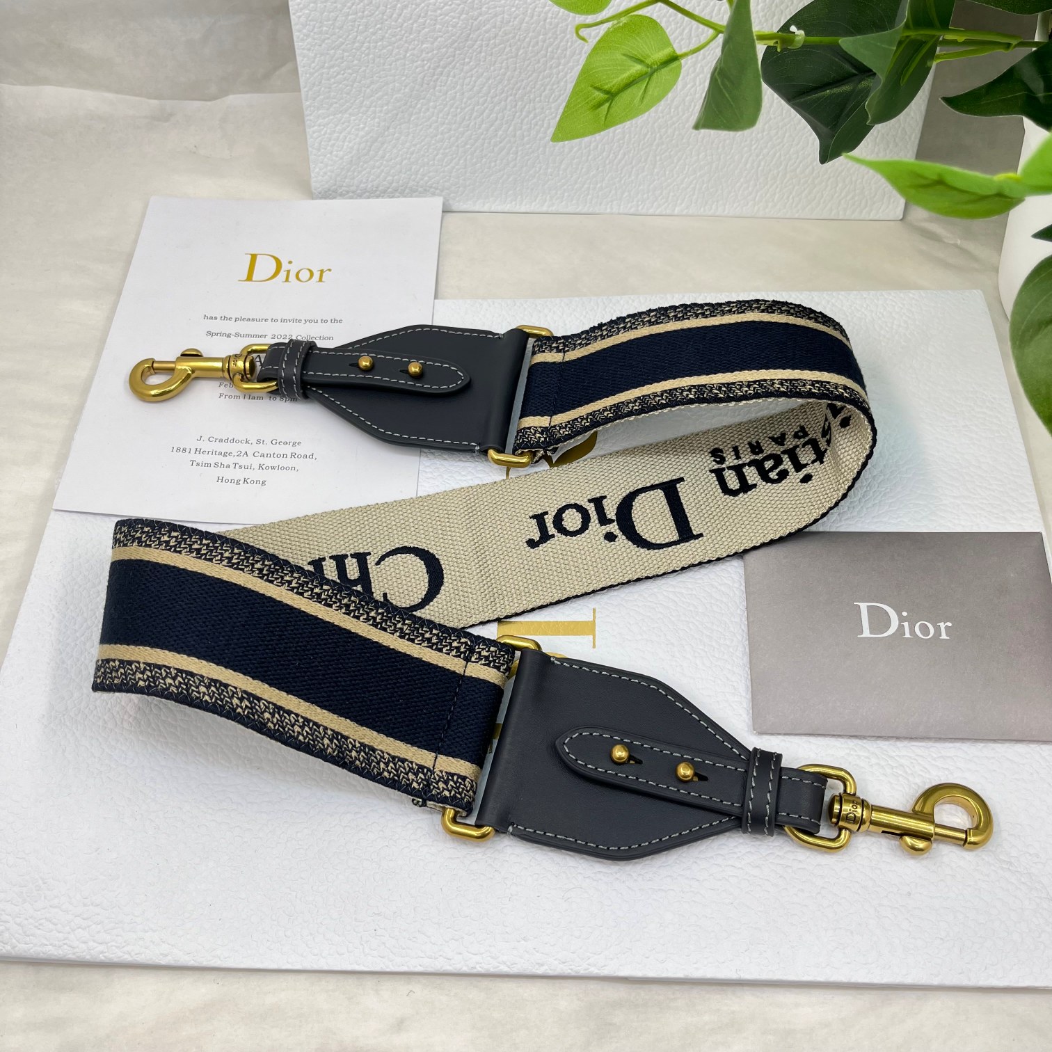 Dior letter blue shoulder strap