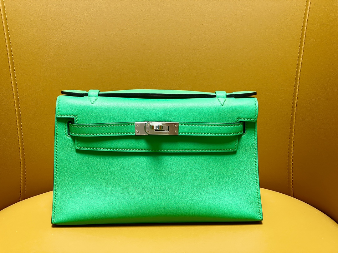 Mini Kelly generation 1K bamboo green swift silver buckle