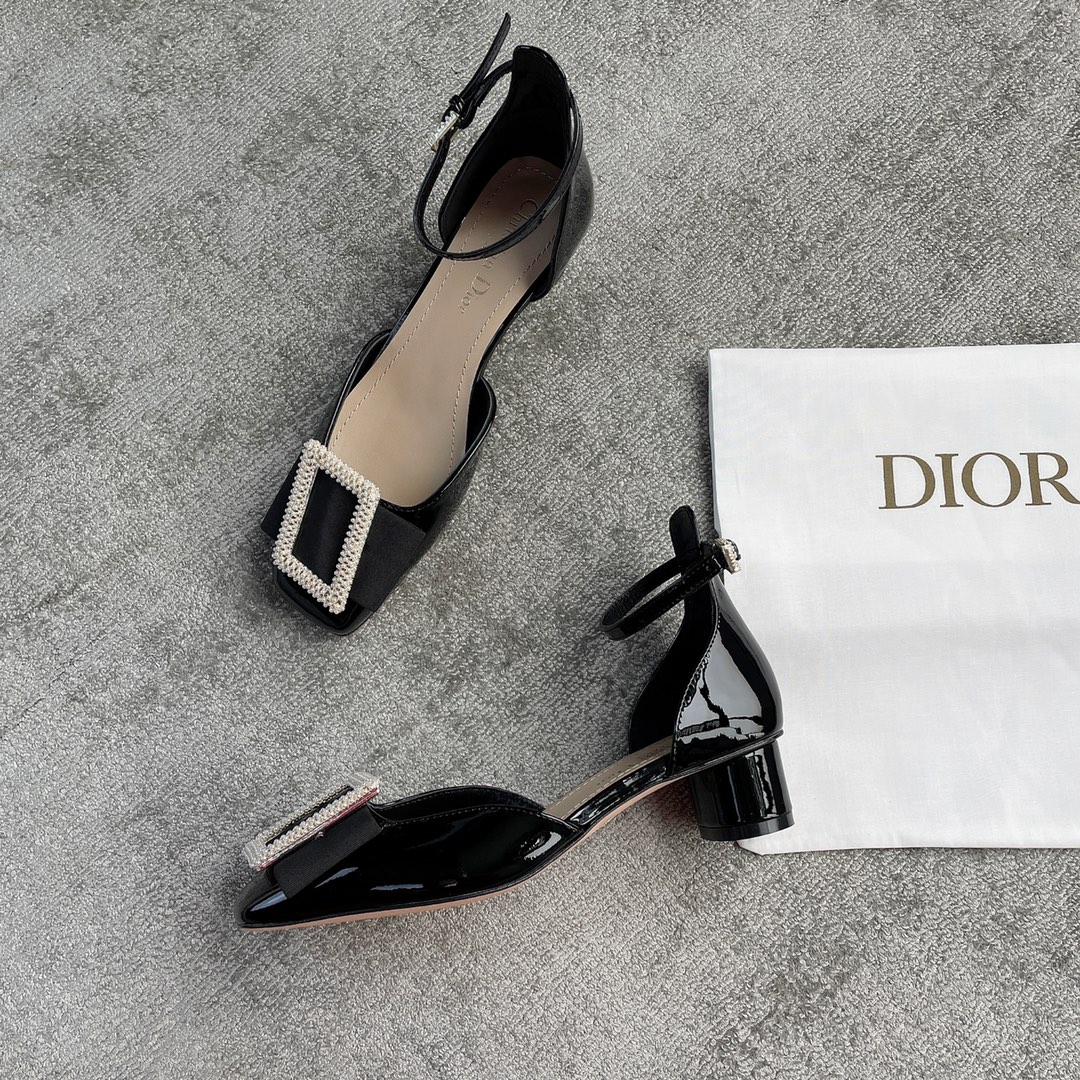 DIOR ballet heels with black diamond buckle 3.5cm