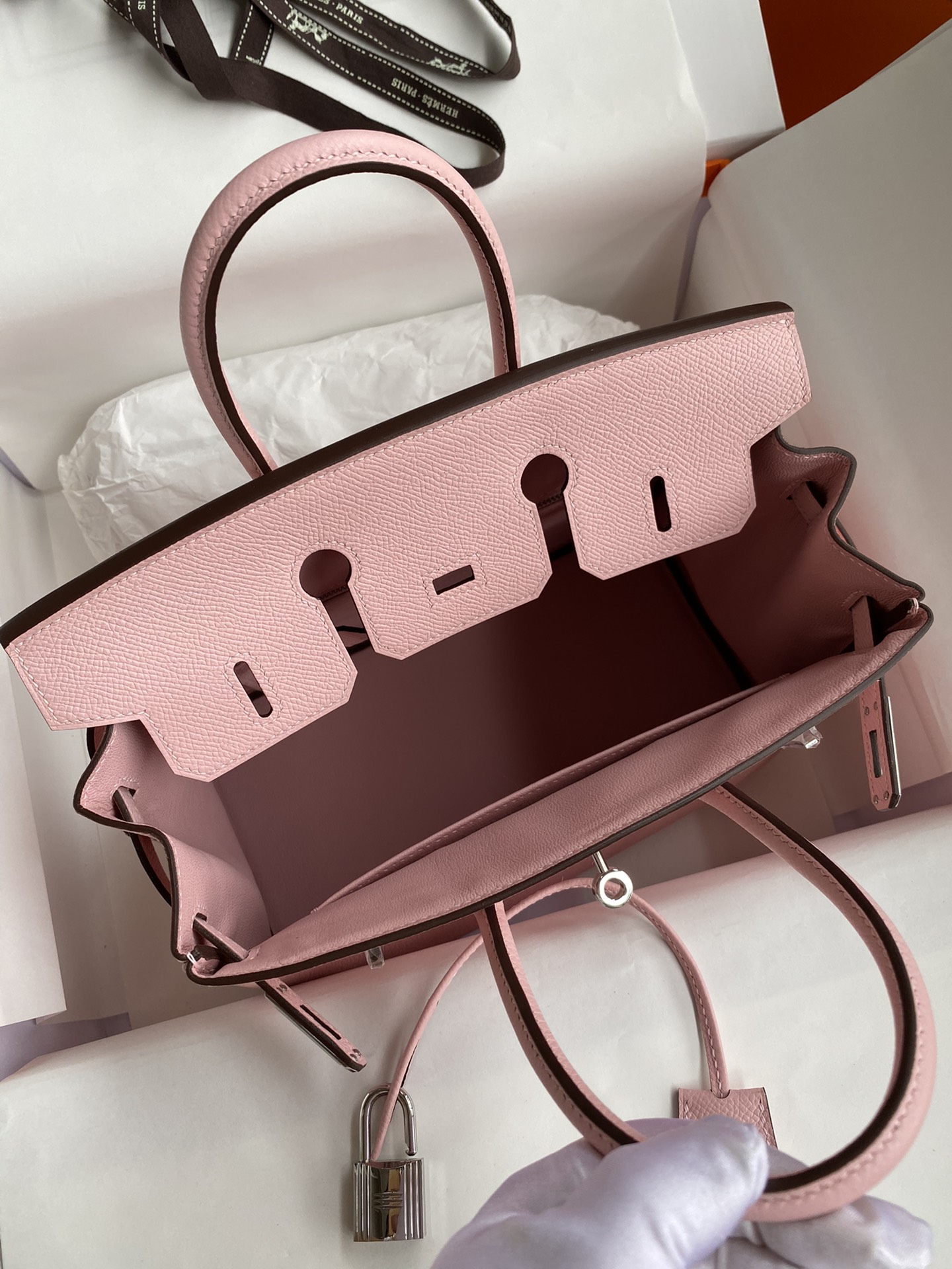 Birkin 25cm Epsom Leather 3Q Pink Silver Buckle