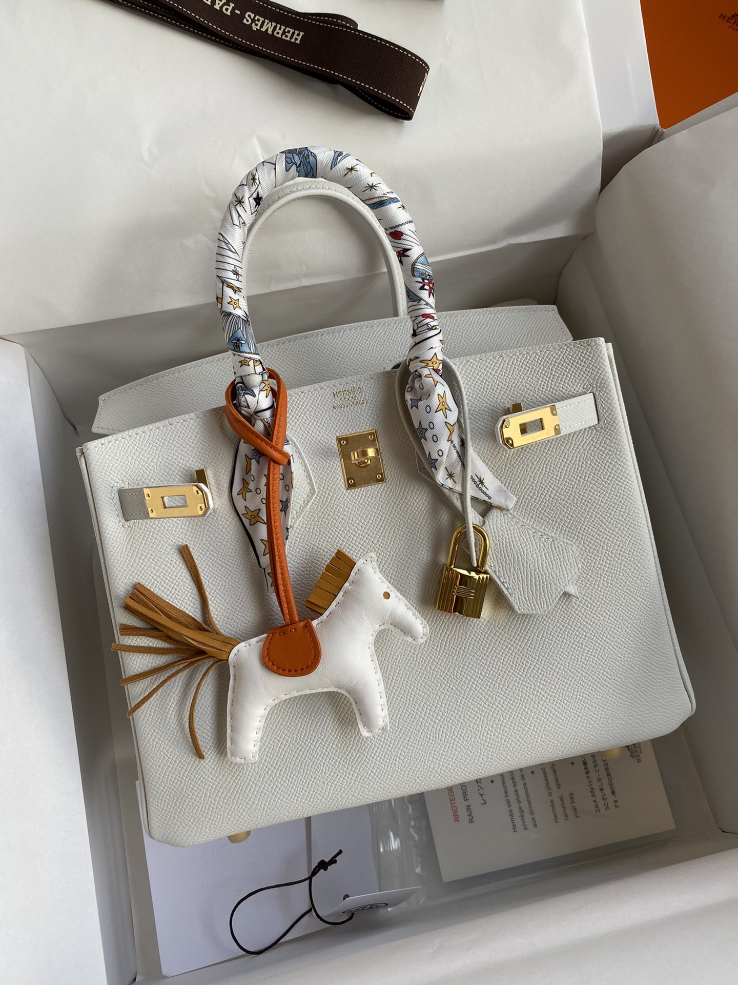 Birkin 25cm Epsom Leather Pure White Gold Buckle