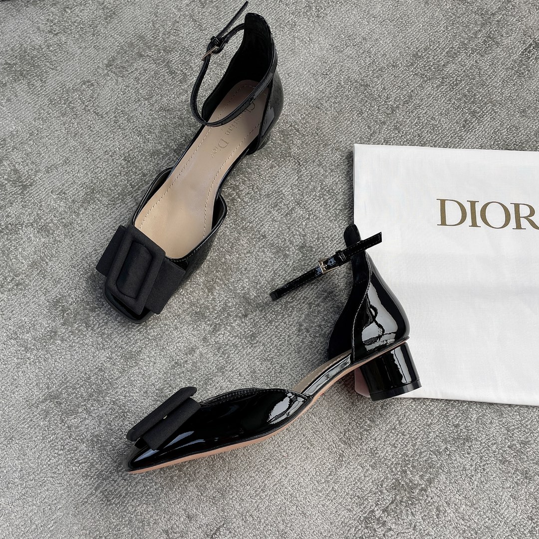 DIOR ballet heels with black fabric buckle 3.5cm