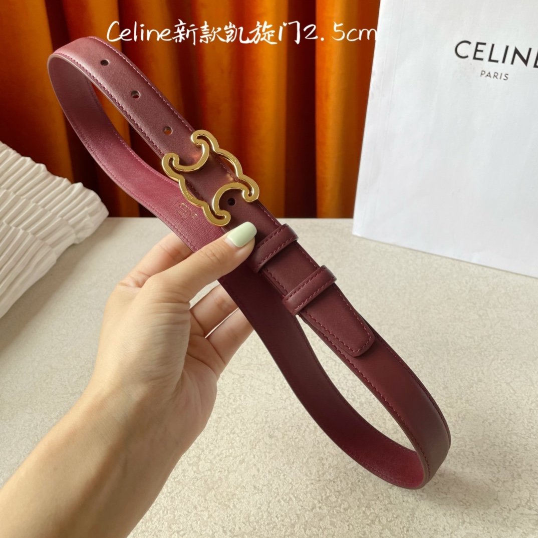 CELINE new leather Arc de Triomphe buckle ladies belt