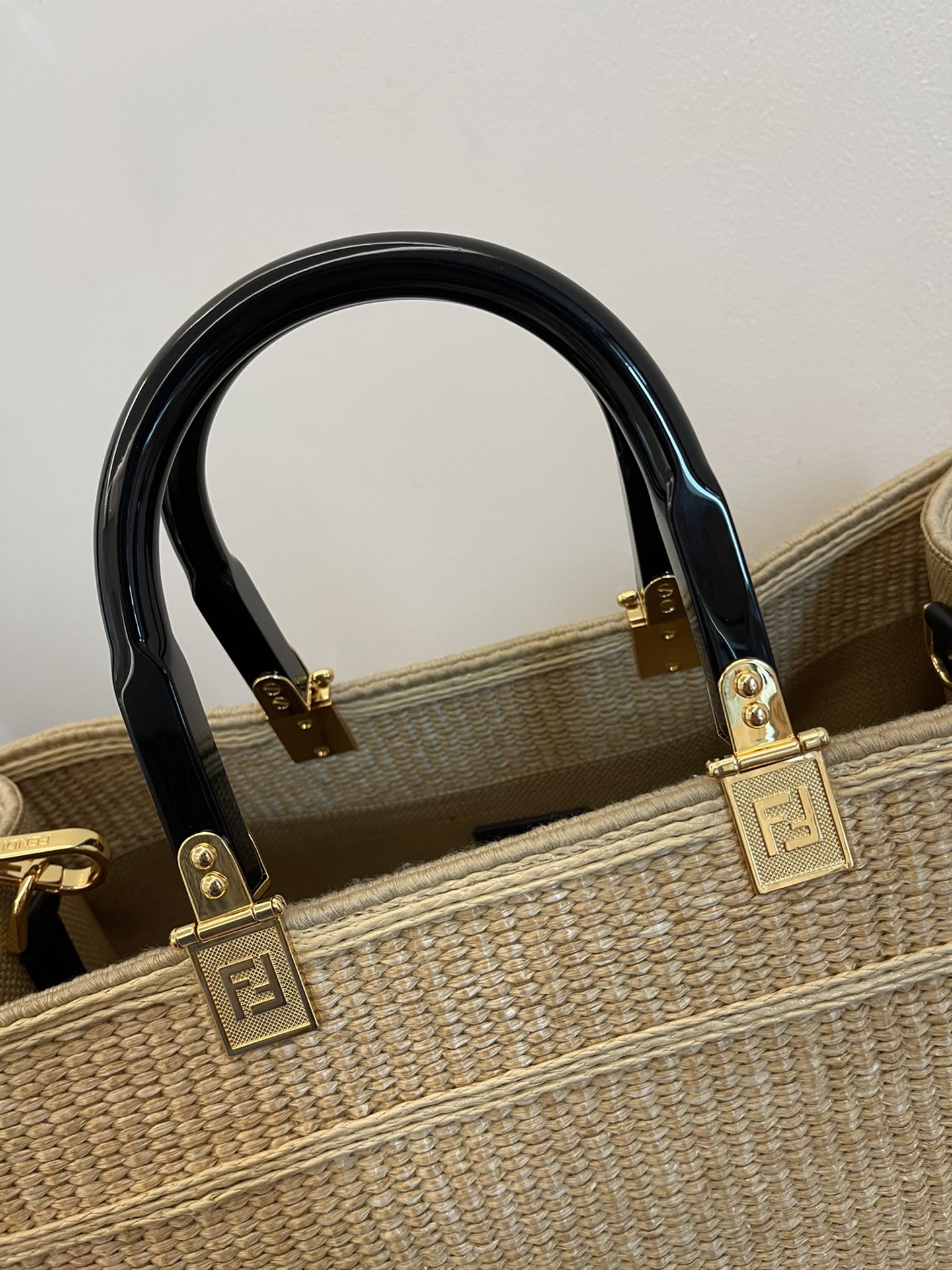 FENDI Sunshine Straw Tote Bag